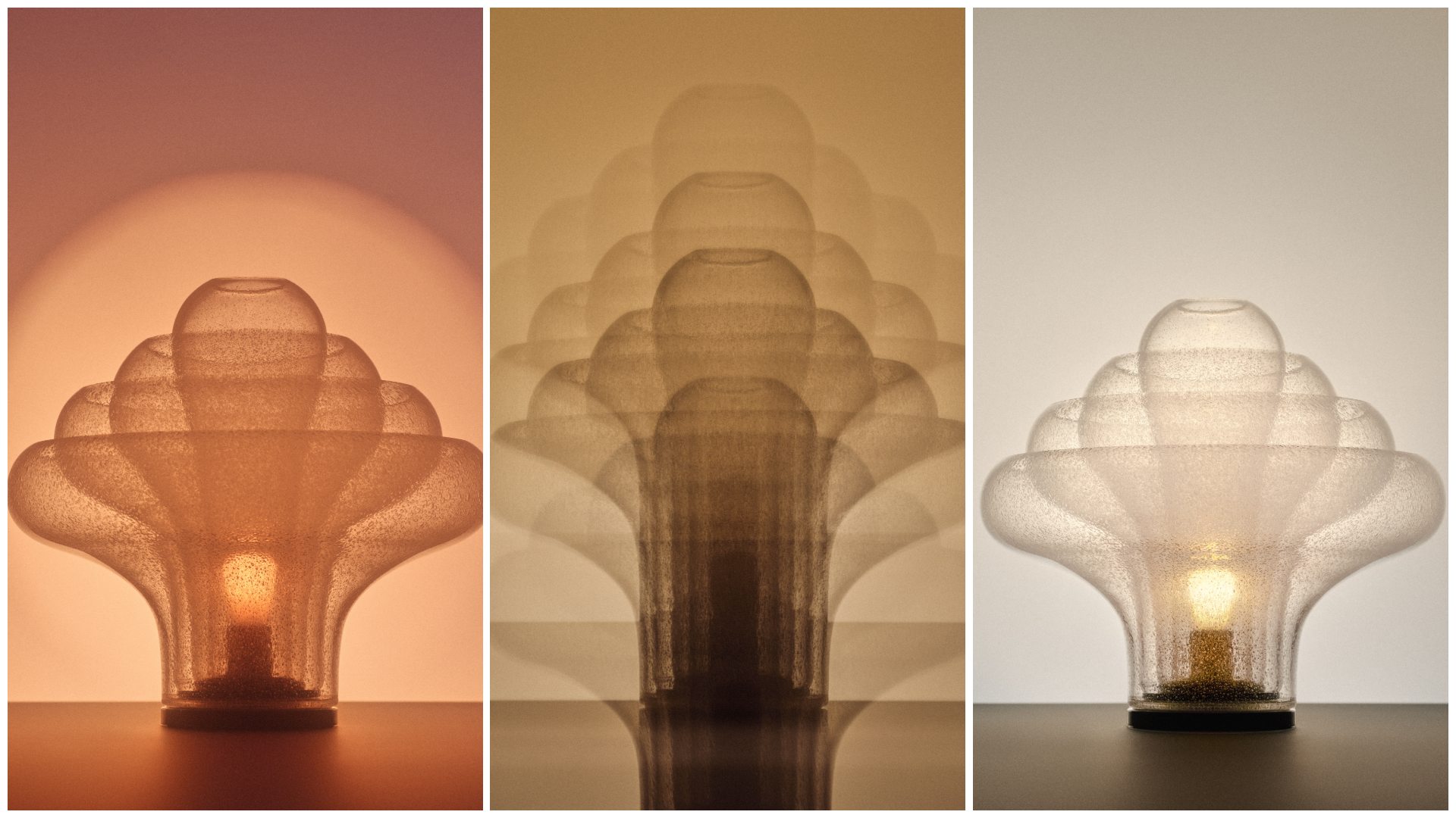 Gubi brings back Carlo Nason's 1969 Lotus lamp in mouth-blown glass, image via Wallpaper*