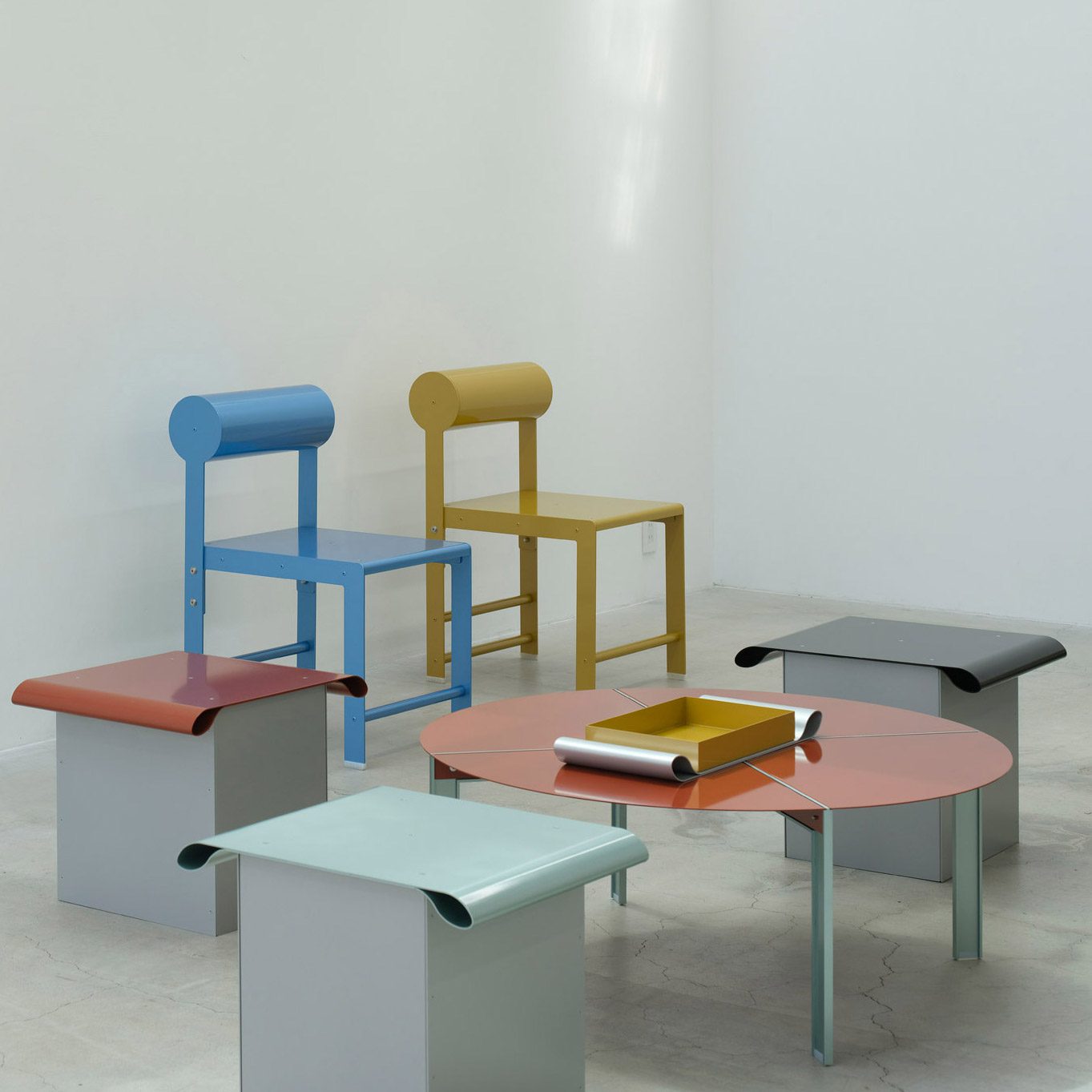 Waka Waka curls factory metal into the Ribbon collection for Benex, image via Dezeen