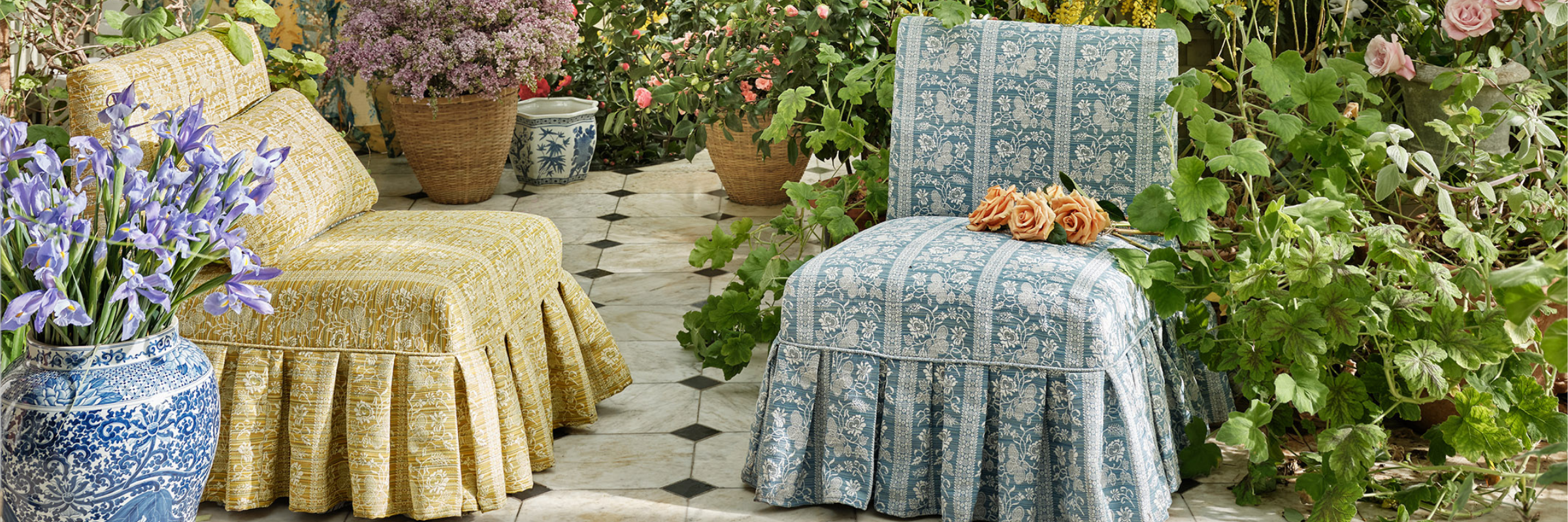 Zoffany takes the archive outdoors with Michael S. Smith, image via Zoffany