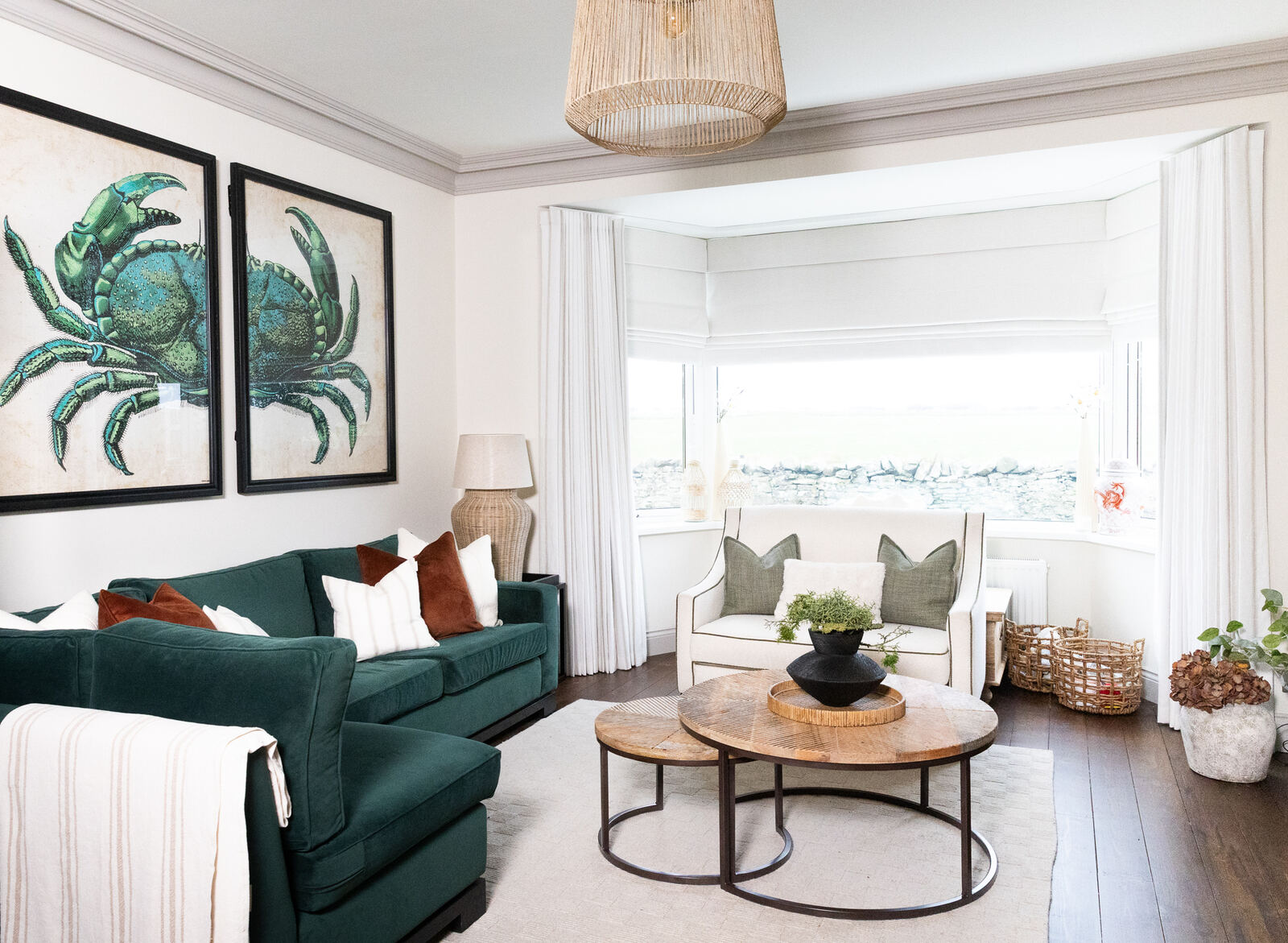 Coastal sitting room in bleached naturals